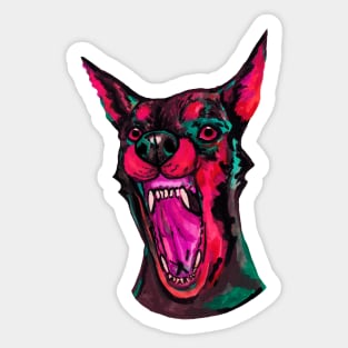 Colorful angry doberman dog Sticker